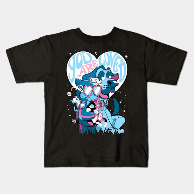 You are Loved. Trans Pride Kids T-Shirt by CuddleswithCatsArt